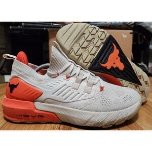 Under Armour Project Rock 3 Shoes Sneakers Womens Sz 9 3023005-111 White Workout